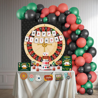 Just Party Casino Theme Party Decoration - 100 pcs Happy Birthday Decoration Kit for Adults