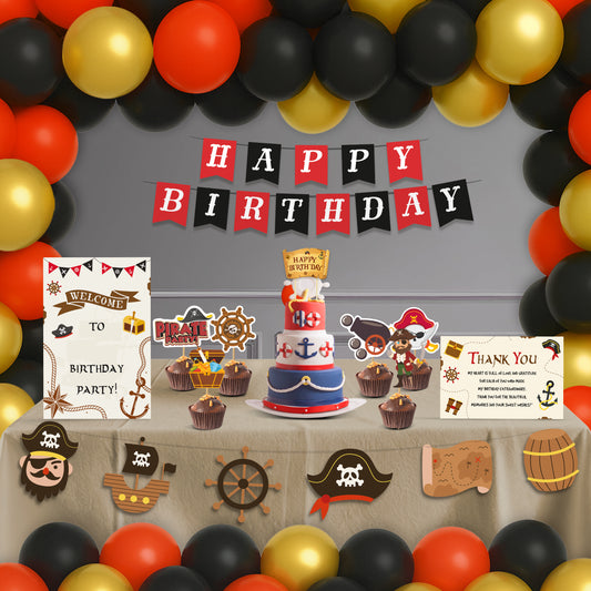 Just Party Pirate Theme Party Decoration - 99 pcs Happy Birthday Decoration Kit for Kids