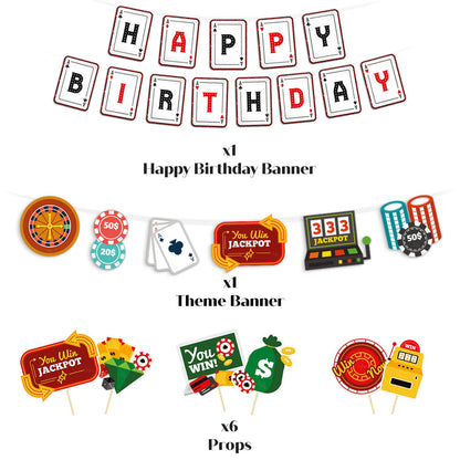 Just Party Casino Theme Party Decoration - 100 pcs Happy Birthday Decoration Kit for Adults