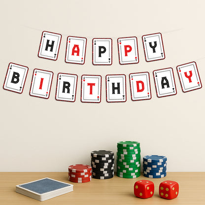 Just Party Casino Theme Happy Birthday Banner