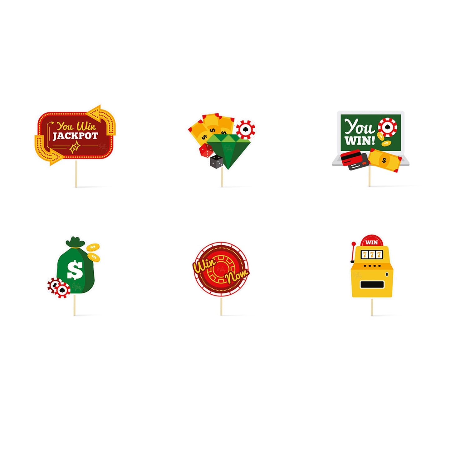 Just Party Casino Theme Cake Topper & Photo Props / Muffin Toppers