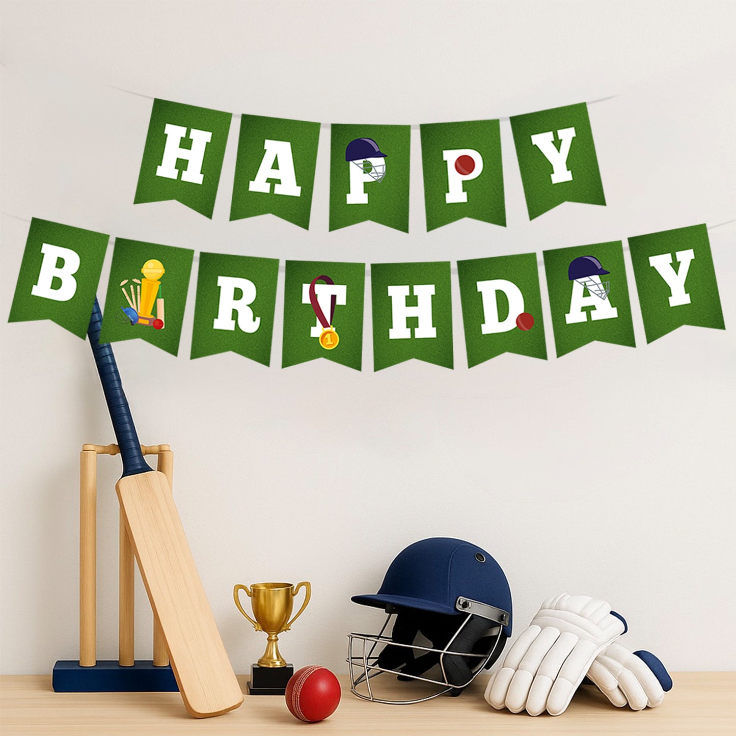 Just Party Cricket Theme Happy Birthday Banner