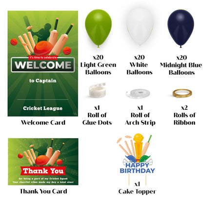 Just Party Cricket Theme Party Decoration - 99 pcs Happy Birthday Decoration Kit for Kids