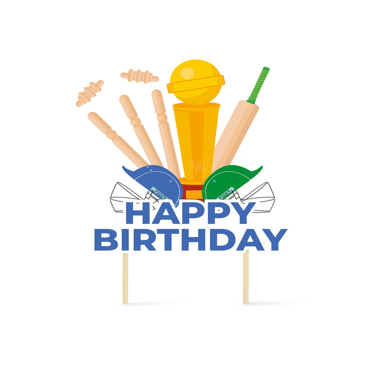 Just Party Cricket Theme Cake Topper & Photo Props / Muffin Toppers