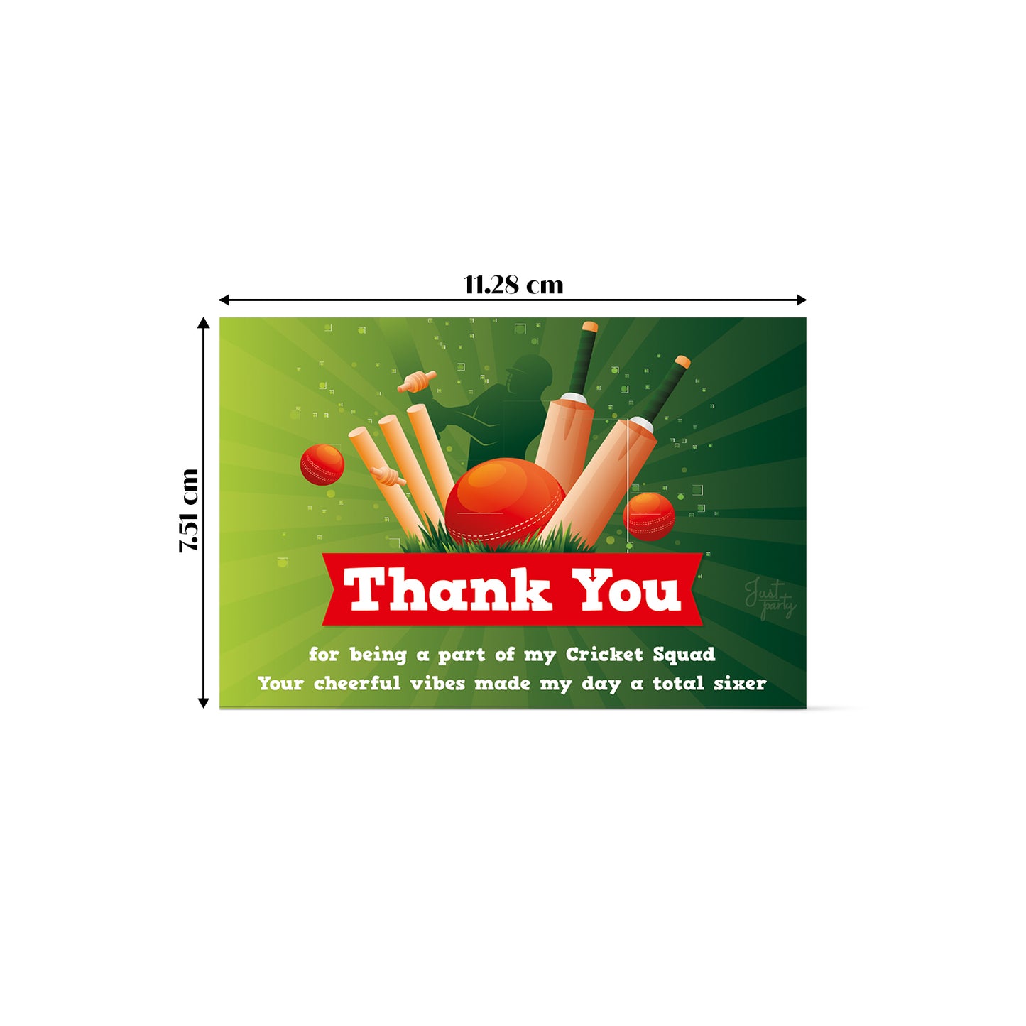 Just Party Cricket Theme Thank You Cards for Return Gift (Pack of 10)