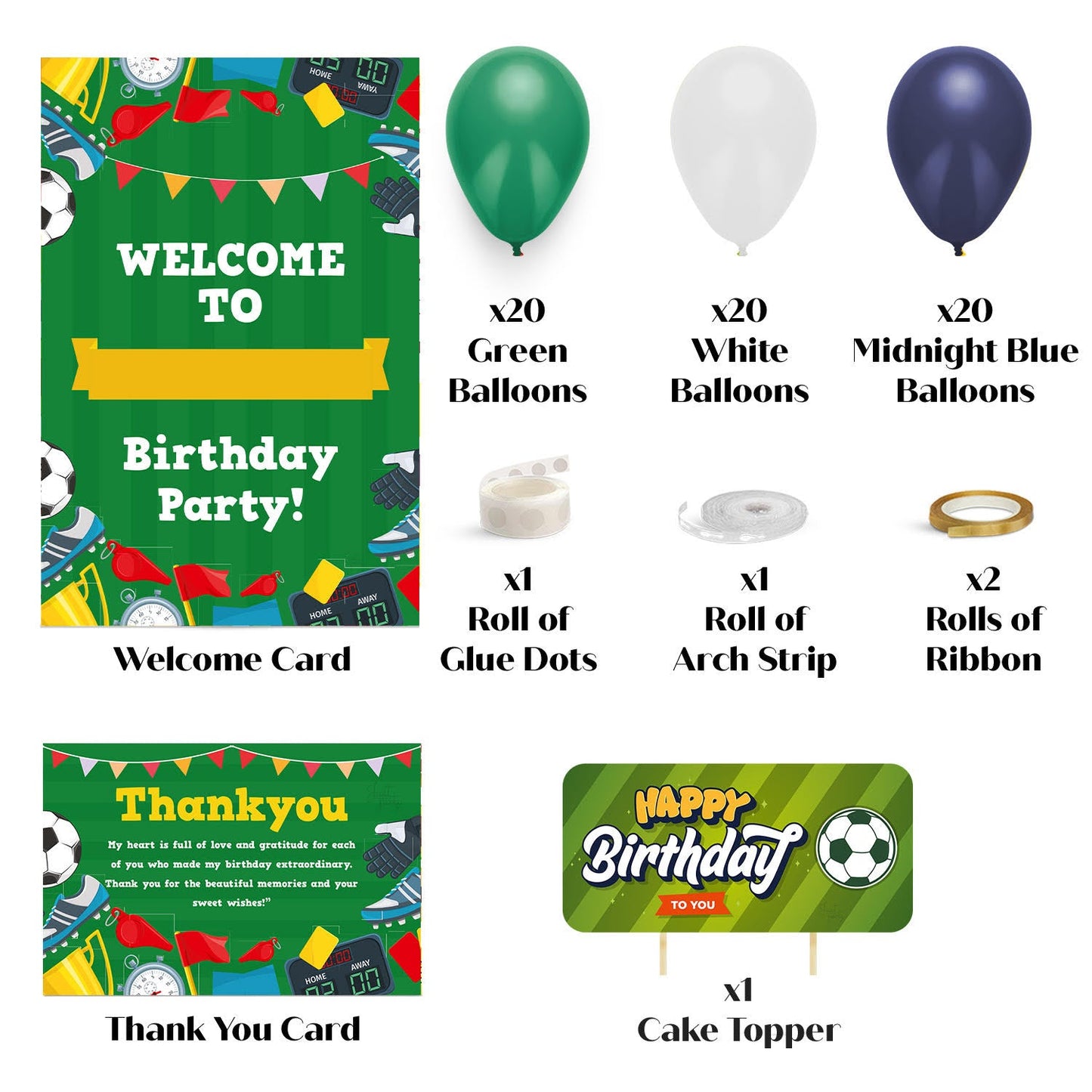 Just Party Football Theme Party Decoration - 99 pcs Happy Birthday Decoration Kit for Kids