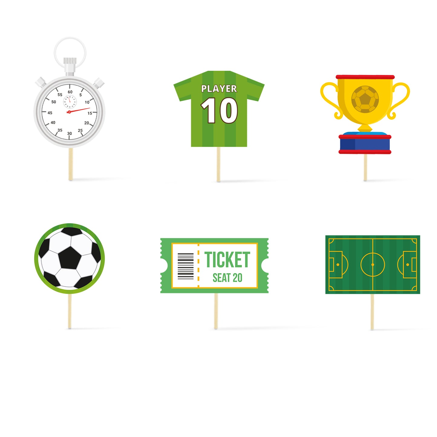Just Party Football Theme Cake Topper & Photo Props / Muffin Toppers
