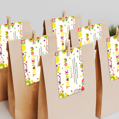 Just Party Fruits Theme Thank You Cards for Return Gift (Pack of 10)