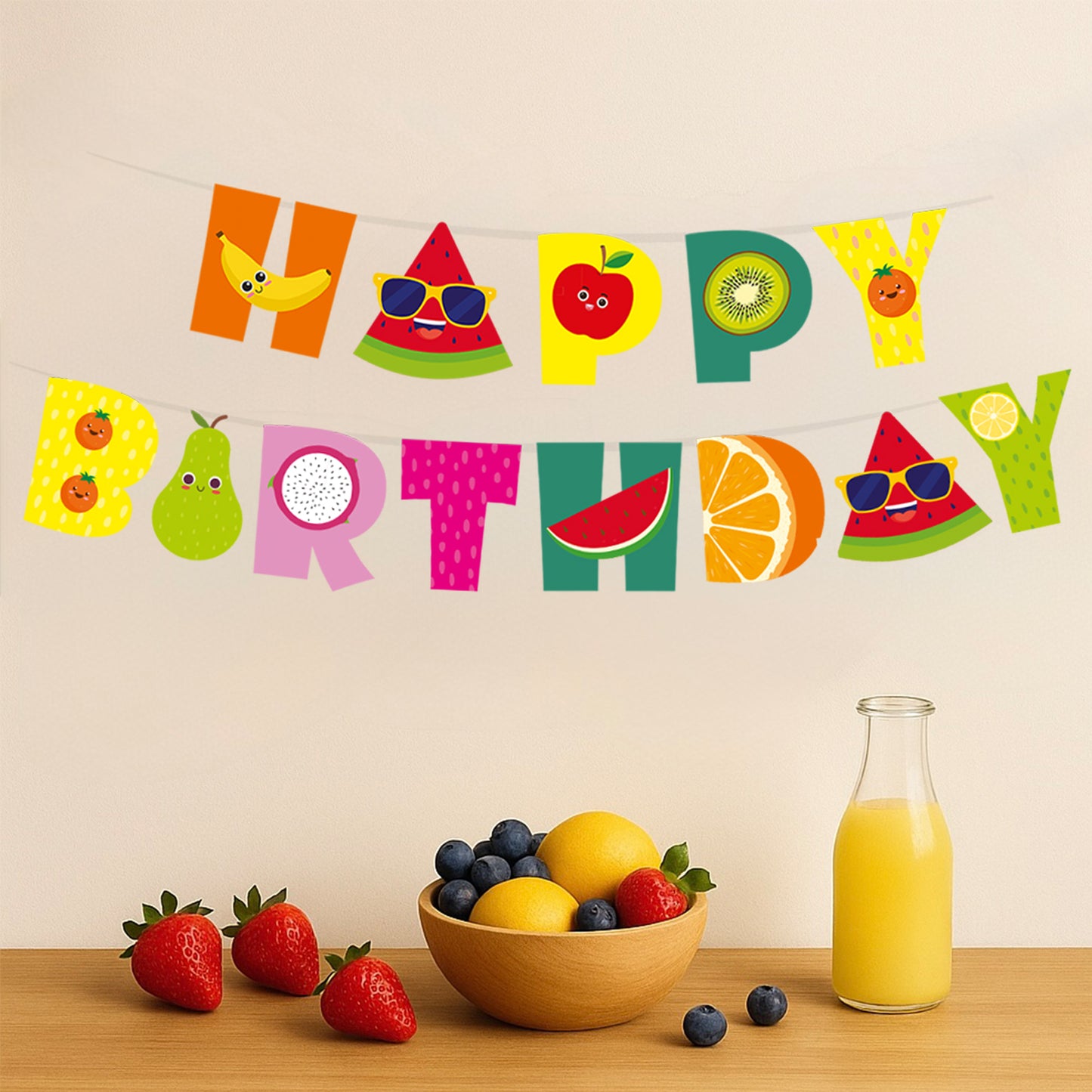Just Party Fruits Theme Happy Birthday Banner