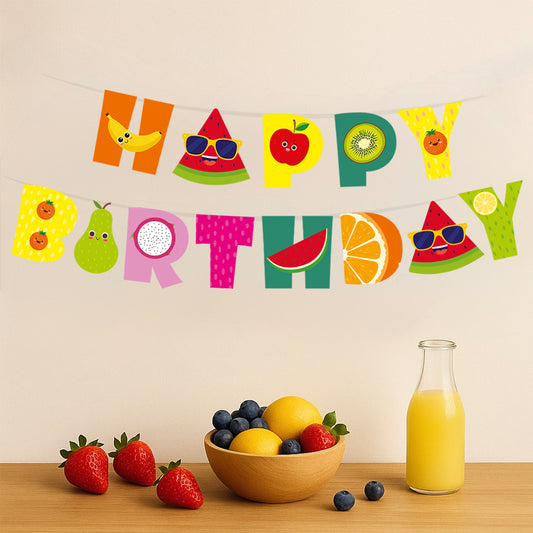 Just Party Fruits Theme Happy Birthday Banner