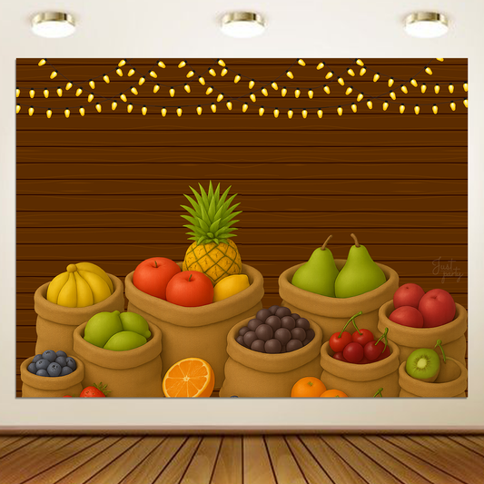 Just Party Fruits Theme Backdrop Curtain for Birthday