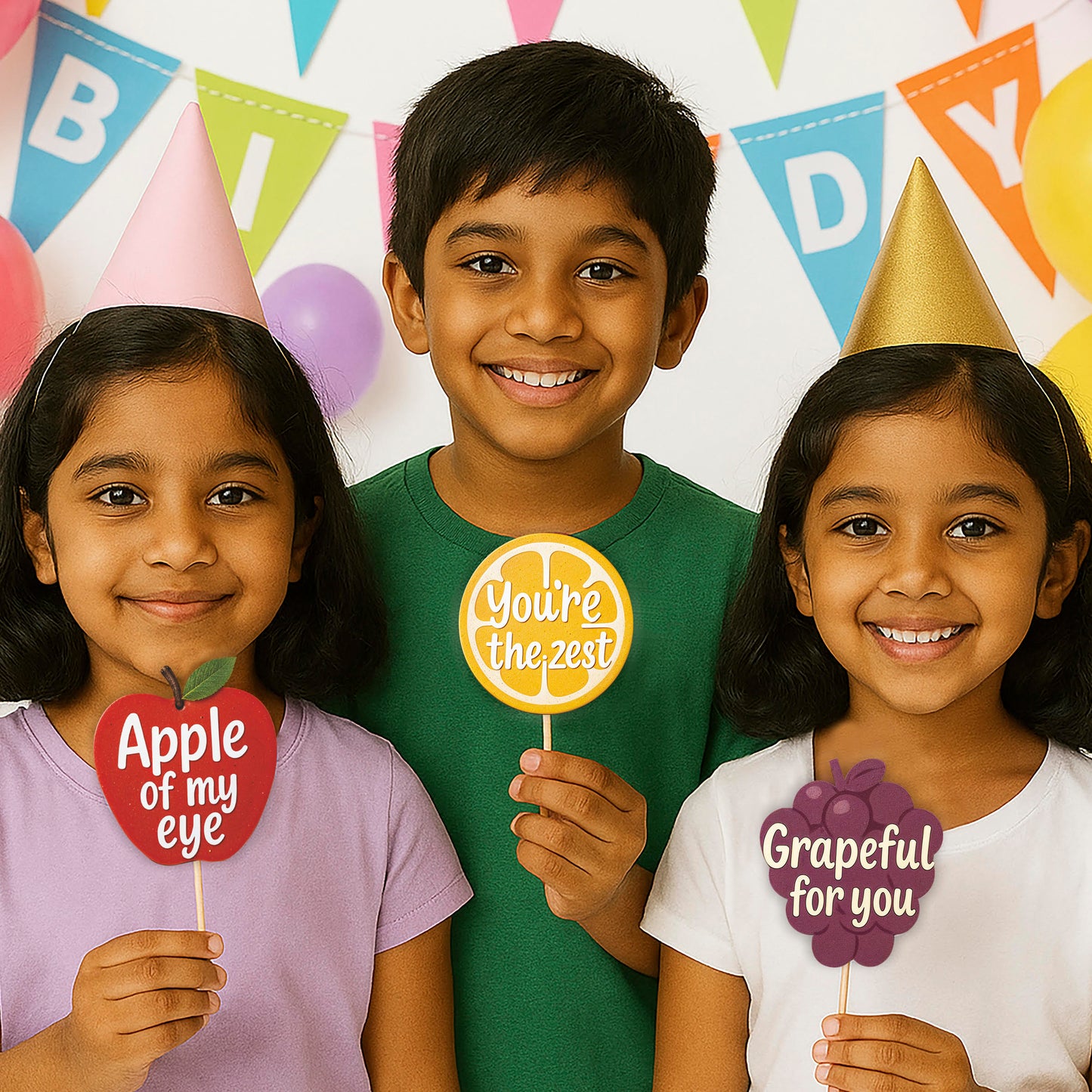 Just Party Fruits Theme Cake Topper & Photo Props / Muffin Toppers