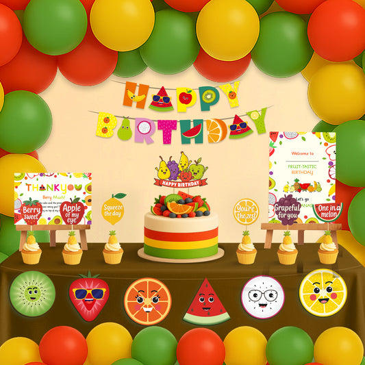 Just Party Fruits Theme Party Decoration - 99 pcs Happy Birthday Decoration Kit for Kids