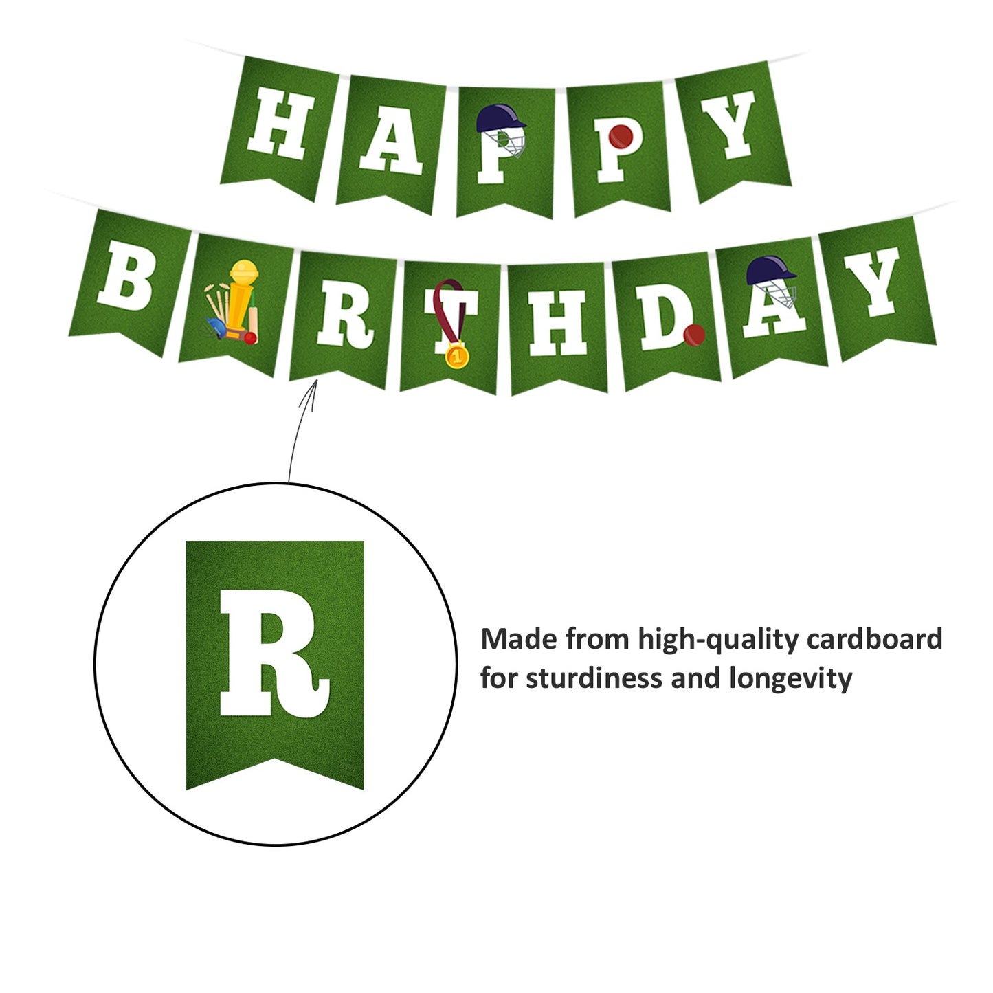 Just Party Cricket Theme Happy Birthday Banner