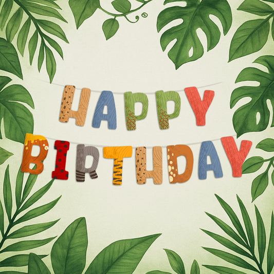 Just Party Jungle Theme Happy Birthday Banner