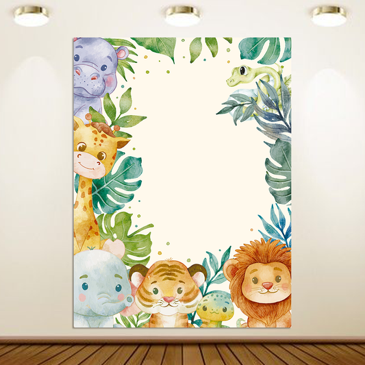 Just Party Jungle Theme Backdrop Curtain for Birthday