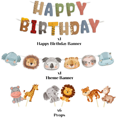 Just Party Jungle Theme Party Decoration - 99 pcs Happy Birthday Decoration Kit for Kids
