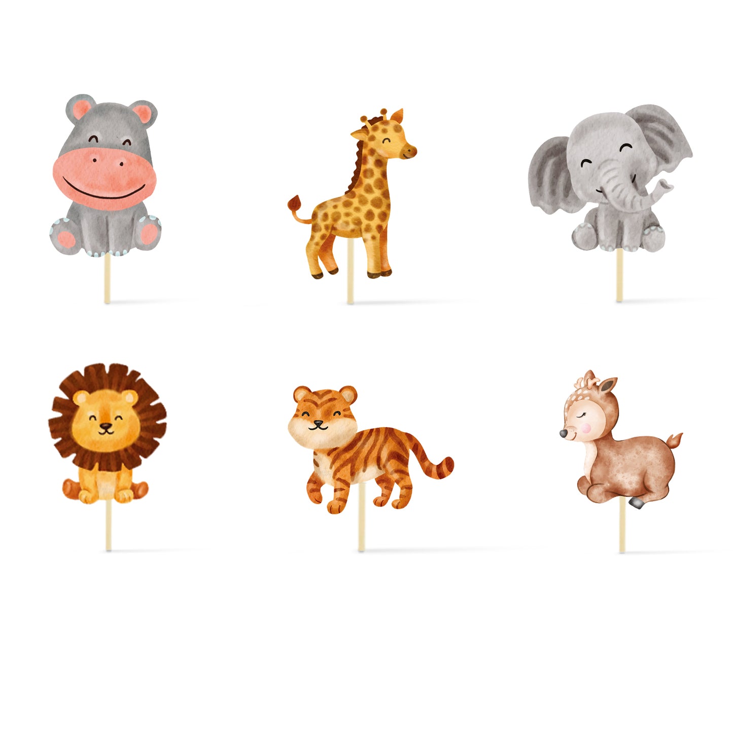 Just Party Jungle Theme Cake Topper & Photo Props / Muffin Toppers