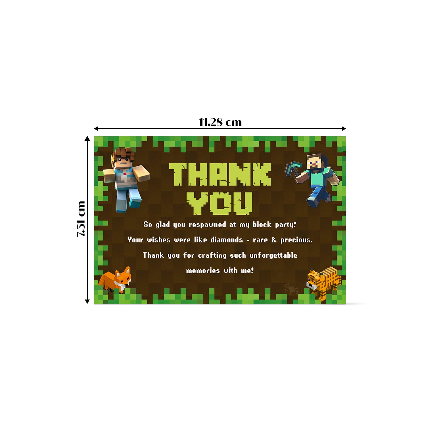 Just Party Mining Theme Thank You Cards for Return Gift (Pack of 10)