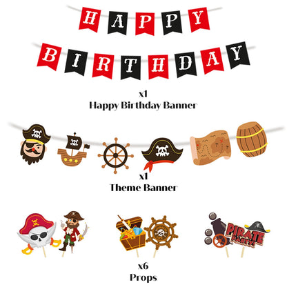 Just Party Pirate Theme Party Decoration - 99 pcs Happy Birthday Decoration Kit for Kids
