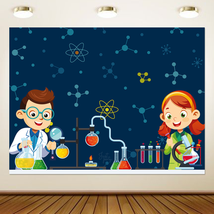 Just Party Science Theme Backdrop Curtain for Birthday