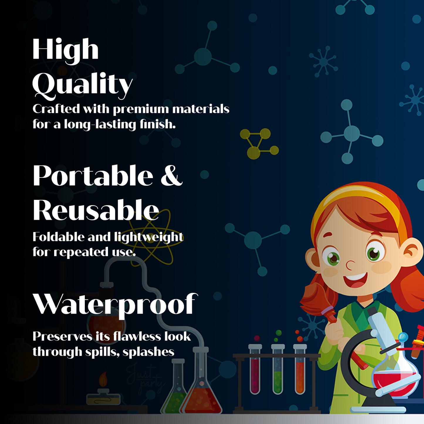 Just Party Science Theme Backdrop Curtain for Birthday