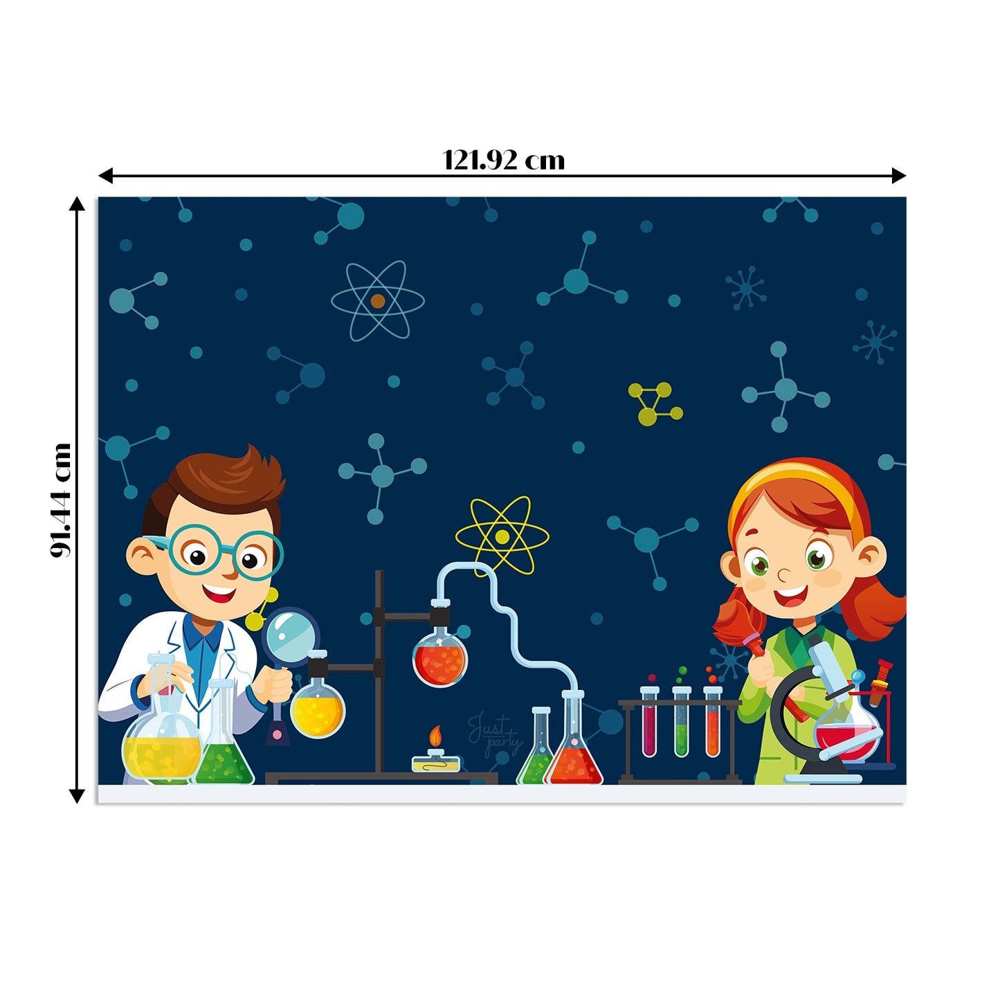 Just Party Science Theme Backdrop Curtain for Birthday