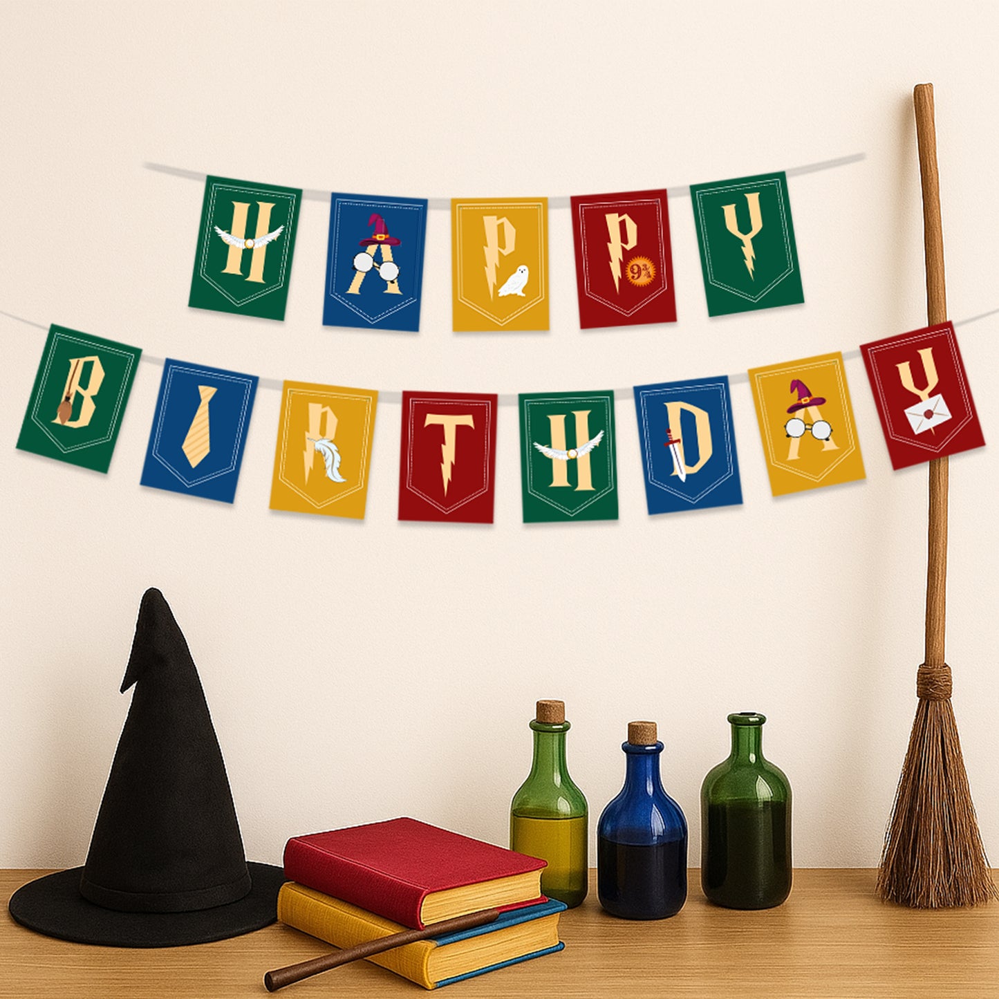 Just Party Wizard Theme Happy Birthday Banner